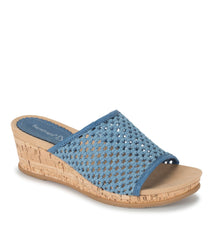 Flossey Wedge Slide Sandal Light Blue - Women