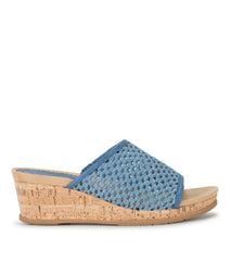 Flossey Wedge Slide Sandal Light Blue - Women