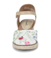 Ocean Closed Toe Wedge Sandal White Multi Flower Canvas - Women