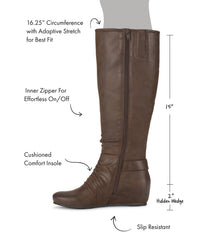 Scarlett Tall Wedge Boot Brush Brown - Women