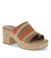 Michaela Block Heel Sandal Orange Aid Multi - Women
