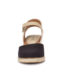 Ocean Closed Toe Wedge Sandal Black Canvas - Women