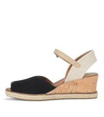 Odetta Espadrille Wedge Sandal Black Canvas - Women