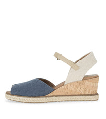 Odetta Espadrille Wedge Sandal Navy Blue Canvas - Women