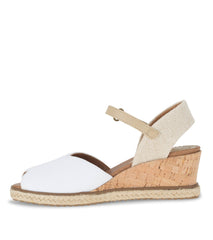 Odetta Espadrille Wedge Sandal White Canvas - Women