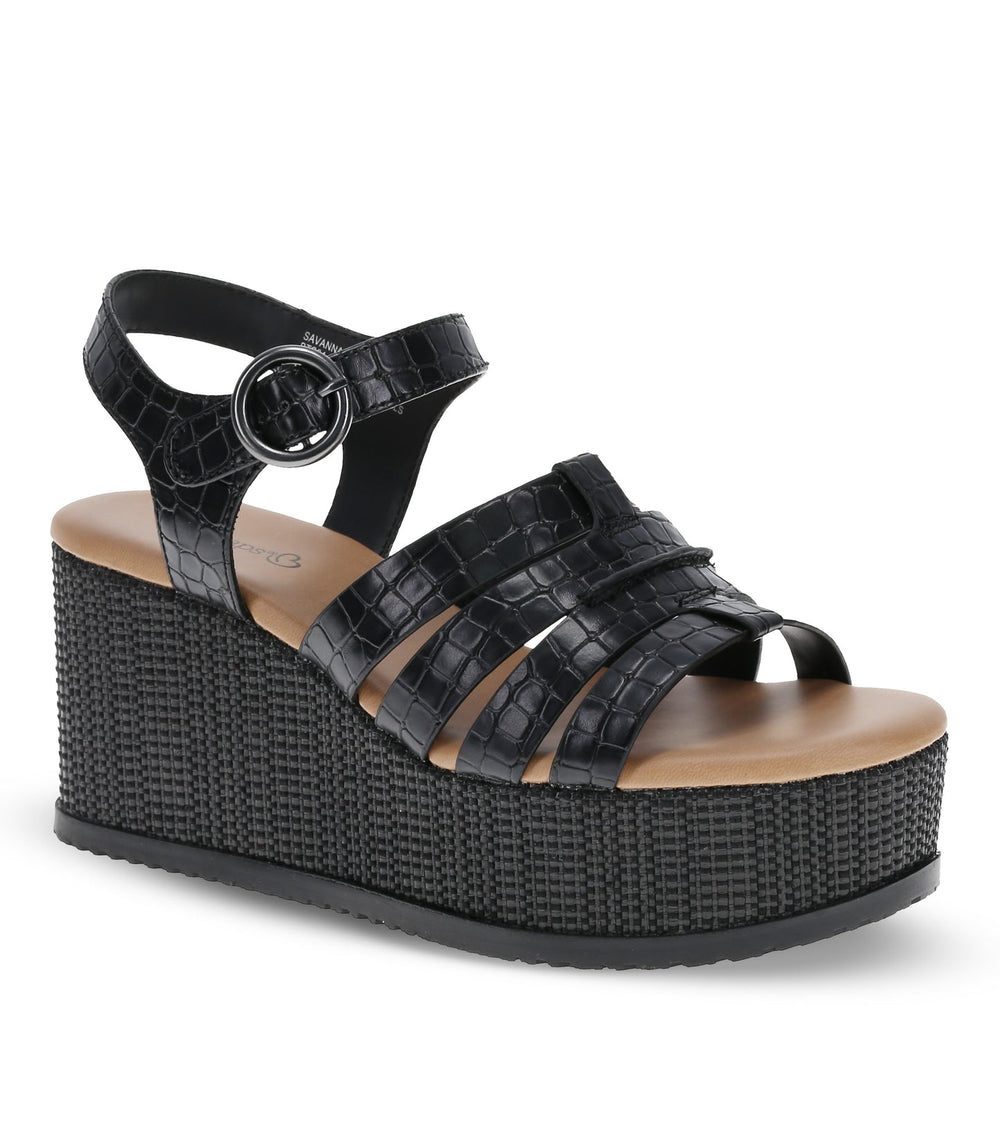 Savannah Wedge Sandal Black - Women