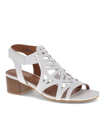 Velvet Block Heel Sandal White - Women