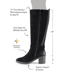 Della Tall Boot Black Suede - Women