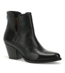 Nanny Block Heel Bootie Black Leather - Women