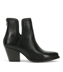 Nanny Block Heel Bootie Black Leather - Women