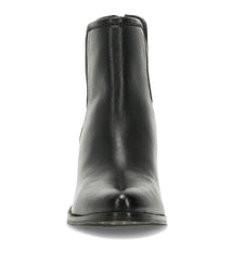 Nanny Block Heel Bootie Black Leather - Women