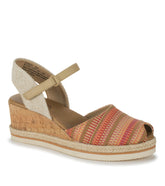 Acadia Peep Toe Wedge Sandal Coral Multi - Women