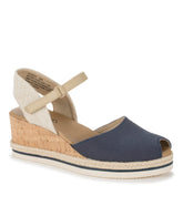 Acadia Peep Toe Wedge Sandal Navy Blue - Women