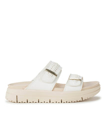 Haliah Slide Sandal White Leather - Women