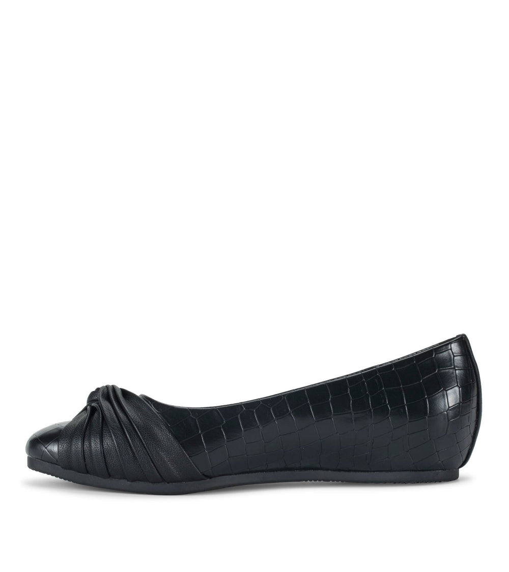 Chainey Casual Flat Black Croco - Women