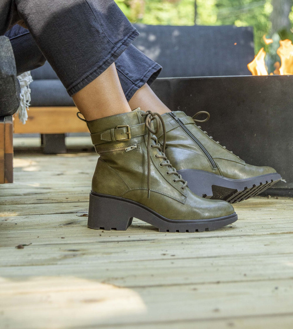 Dani Lace Up Boot Dark Jade - Women