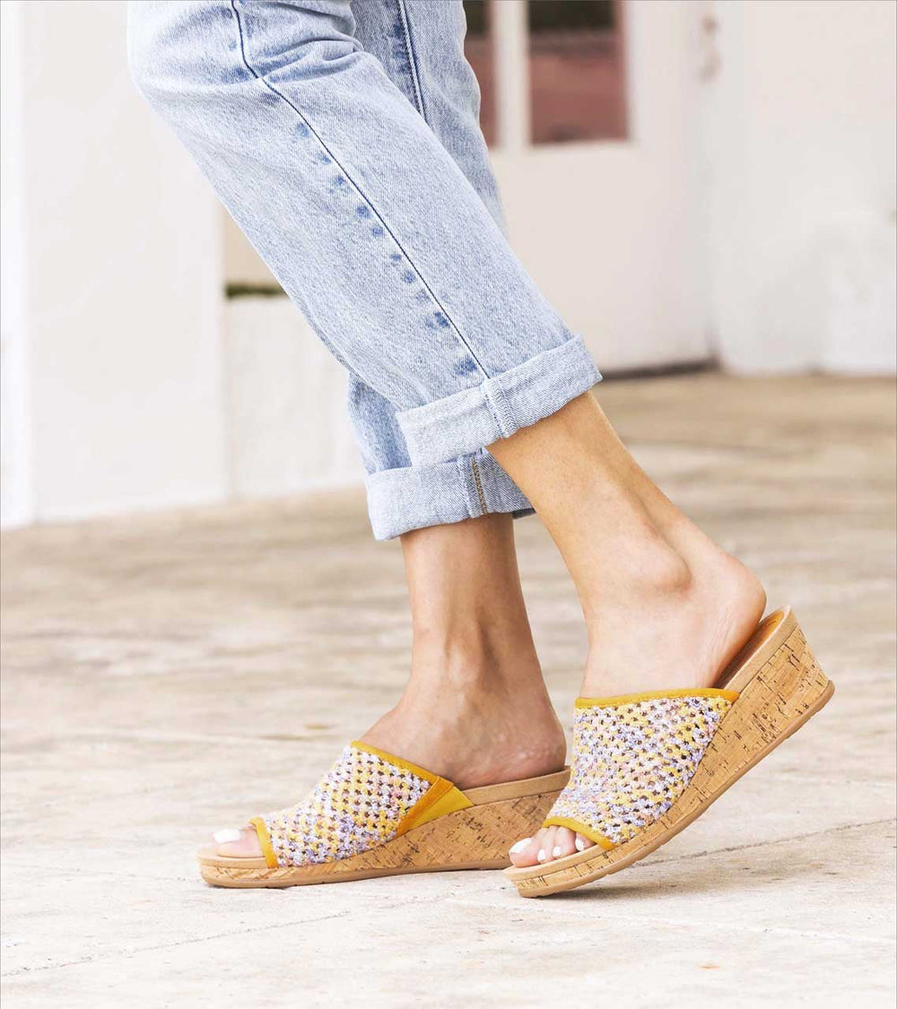 Flossey Wedge Slide Sandal Sun Multi Floral - Women