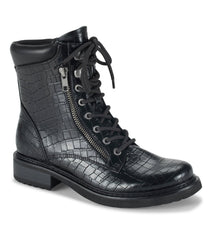Holden Lace Up Bootie Black Croco - Women