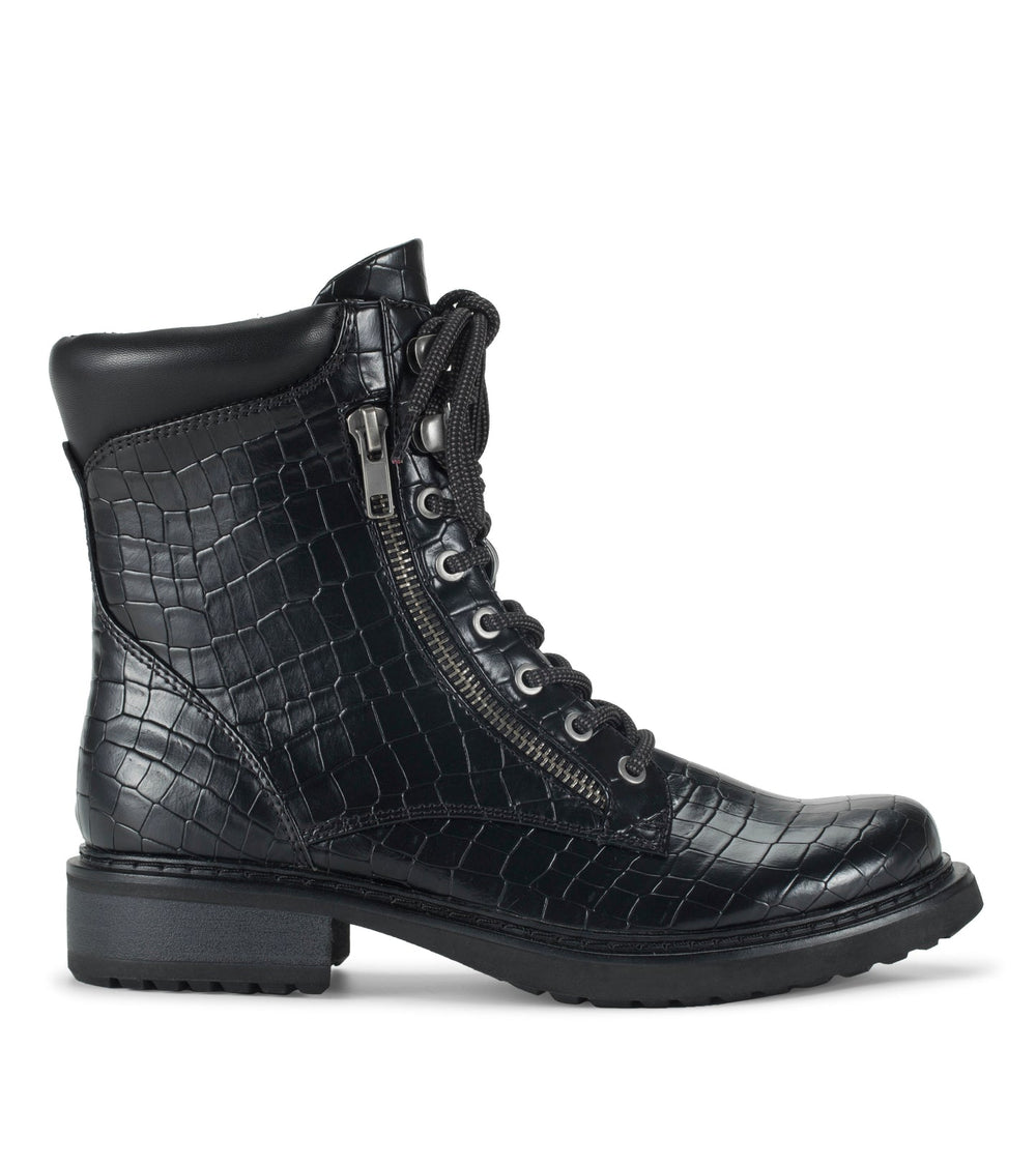 Holden Lace Up Bootie Black Croco - Women