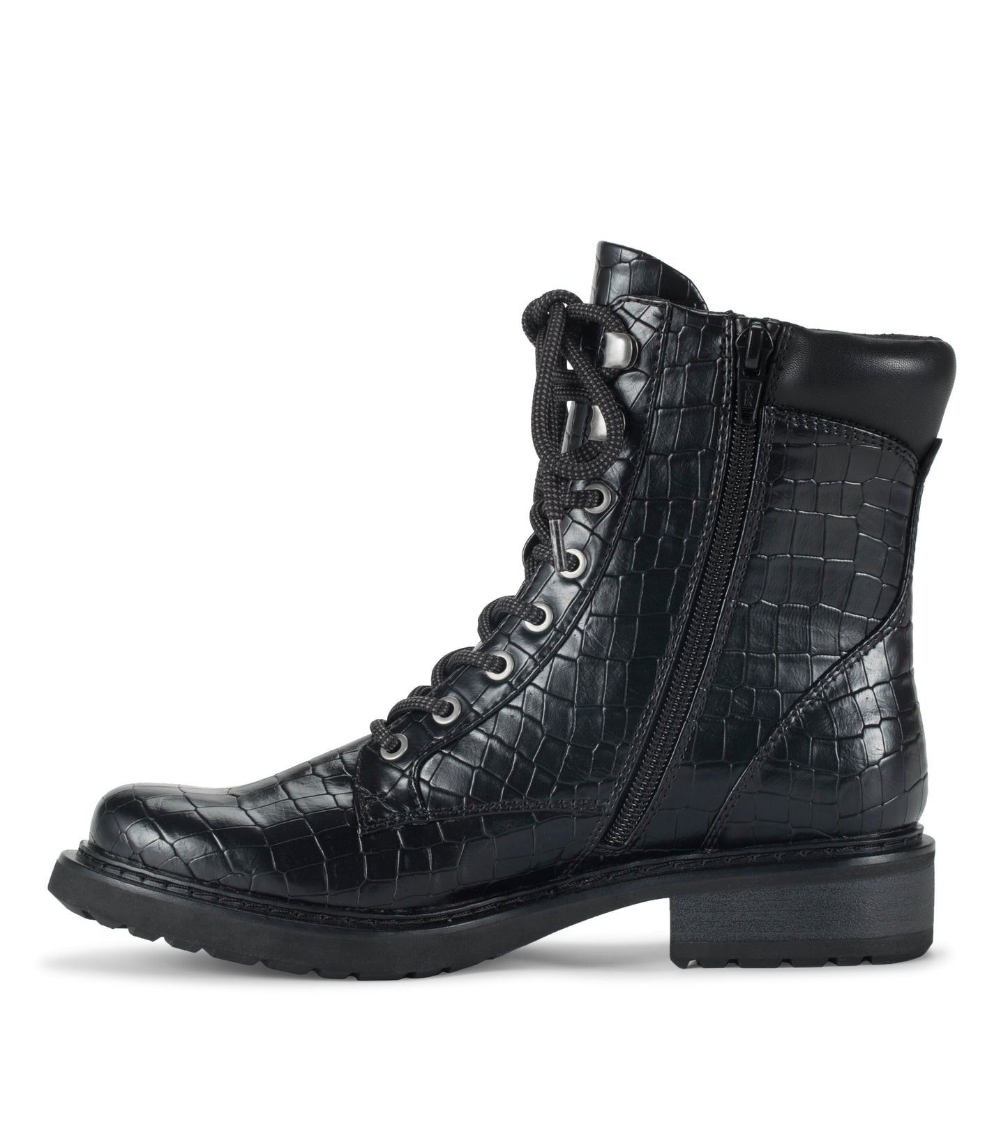 Holden Lace Up Bootie Black Croco - Women