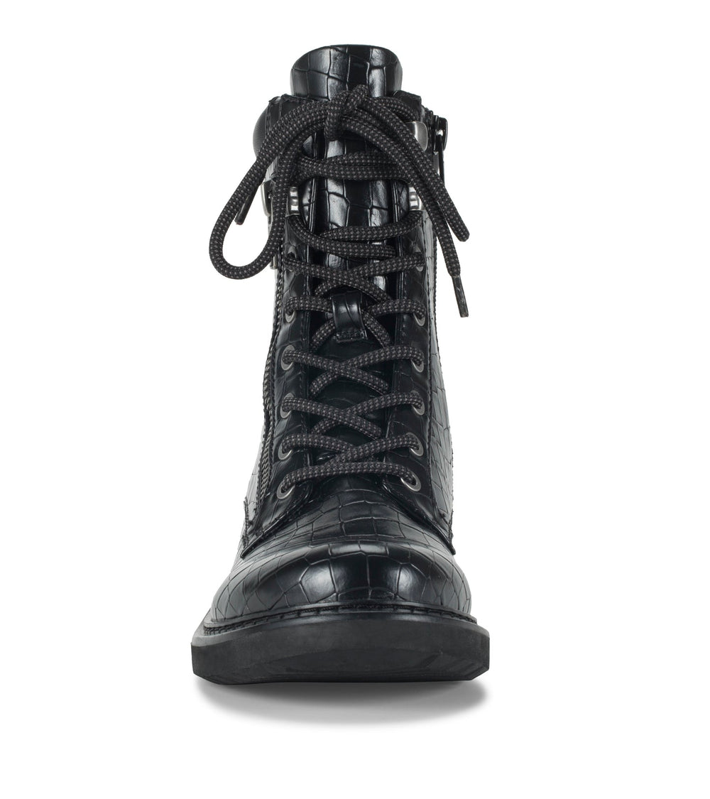 Holden Lace Up Bootie Black Croco - Women