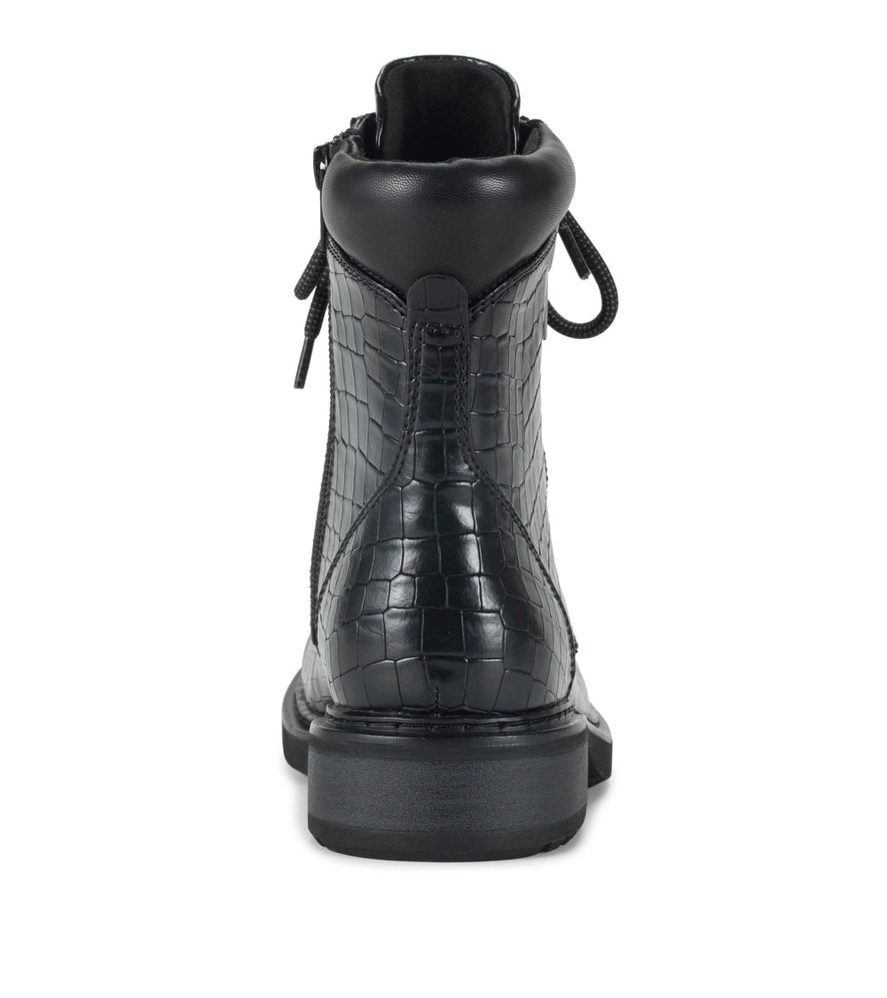 Holden Lace Up Bootie Black Croco - Women