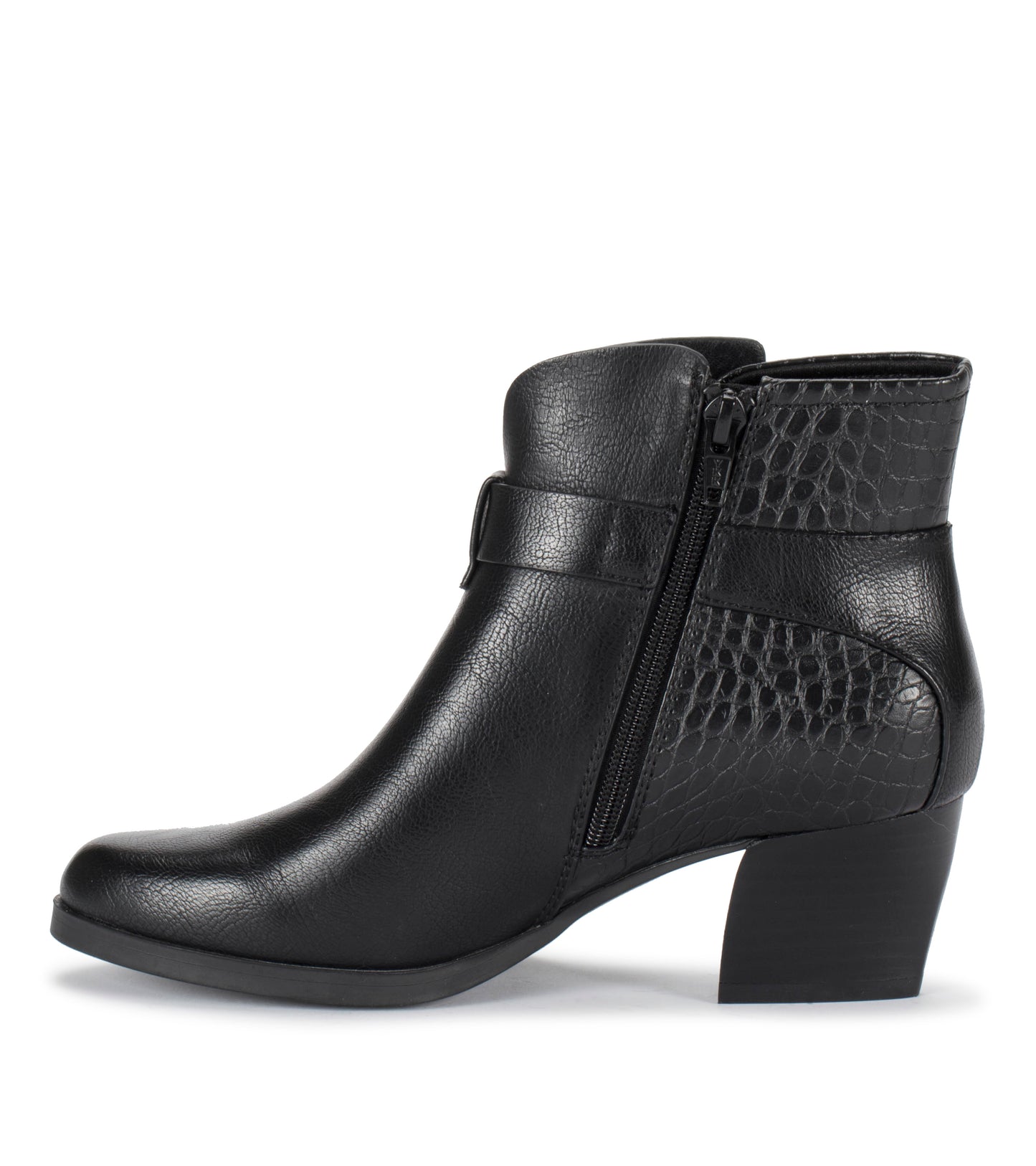 Lane Block Heel Bootie Black Croco - Women