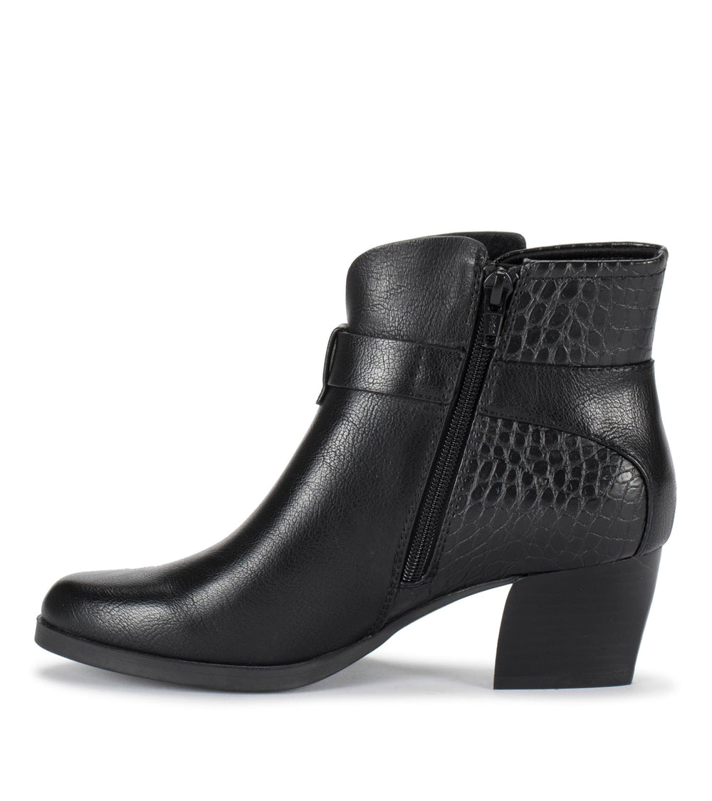 Lane Block Heel Bootie Black Croco - Women