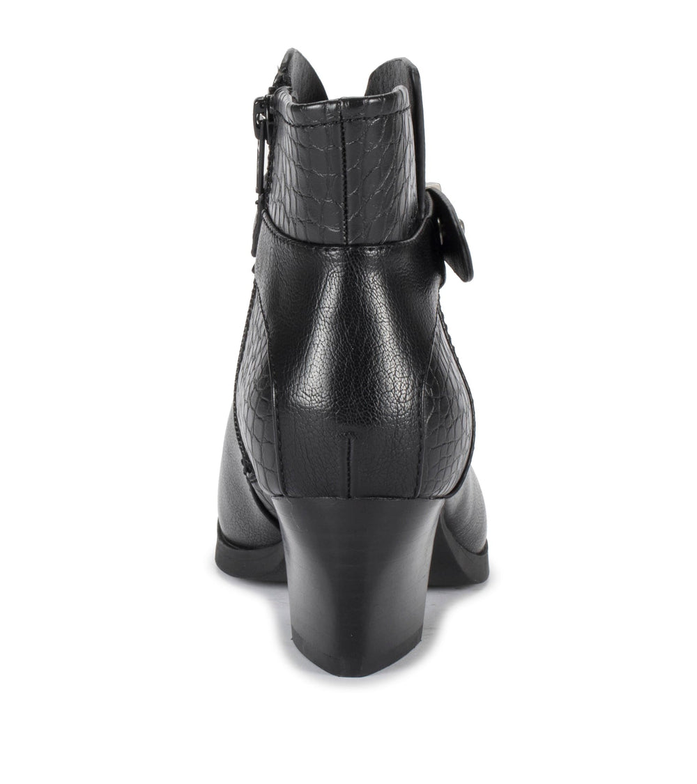 Lane Block Heel Bootie Black Croco - Women