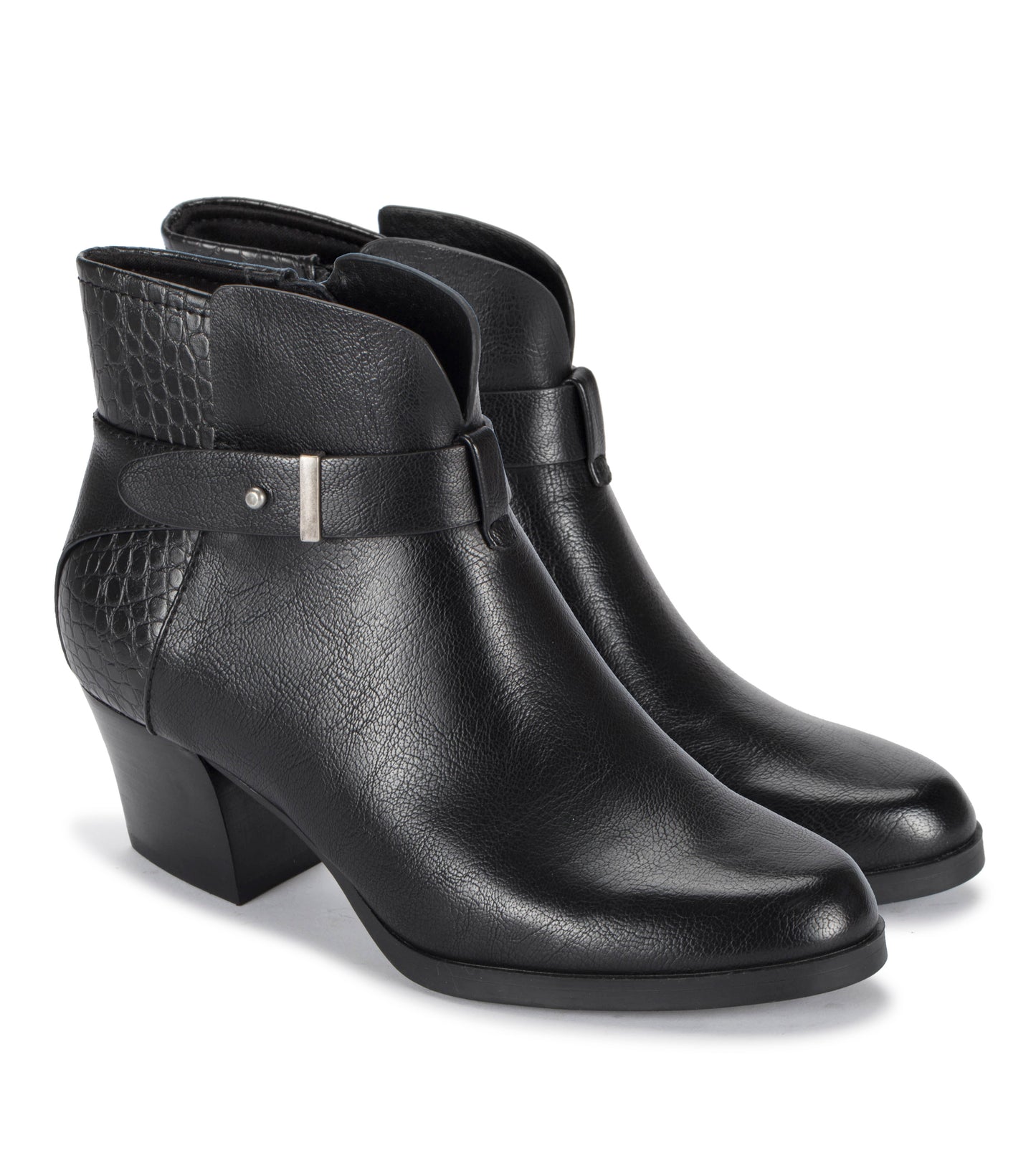 Lane Block Heel Bootie Black Croco - Women