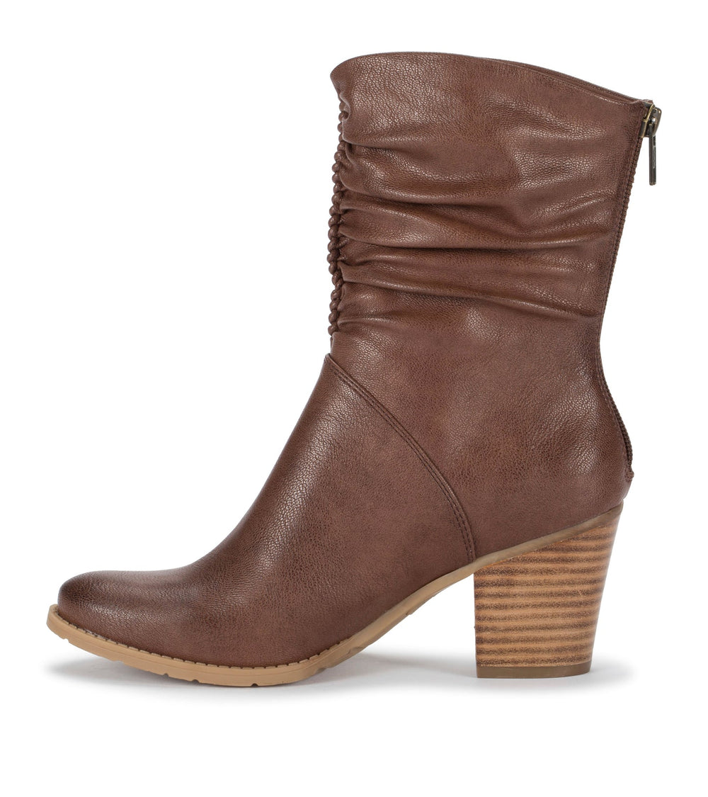 Leslie Block Heel Slouch Boot Brush Brown - Women