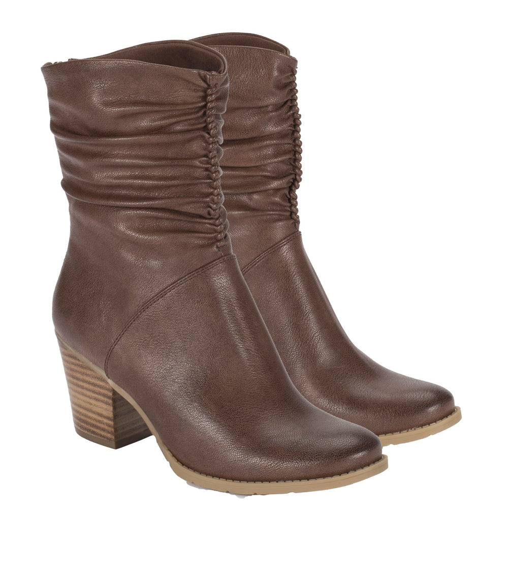 Leslie Block Heel Slouch Boot Brush Brown - Women