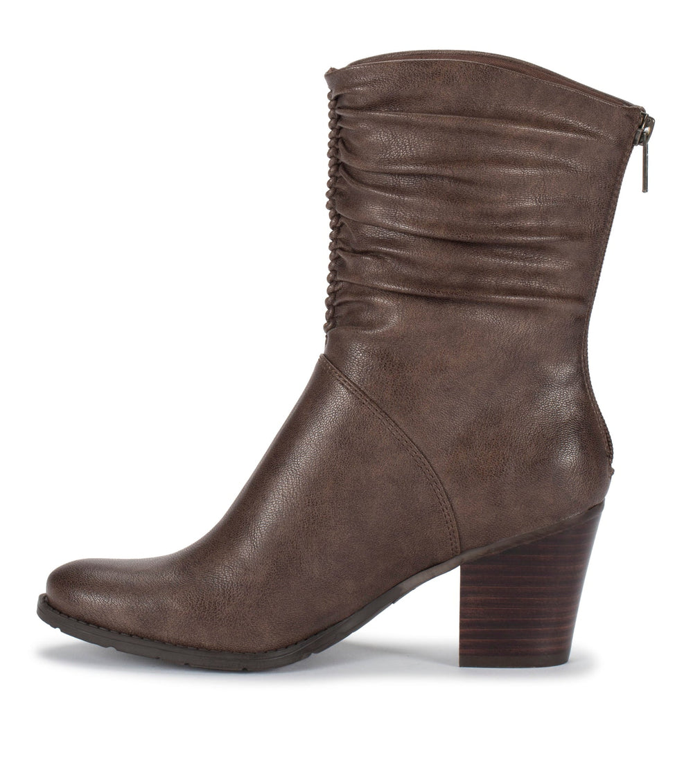 Leslie Block Heel Slouch Boot Dark Taupe - Women
