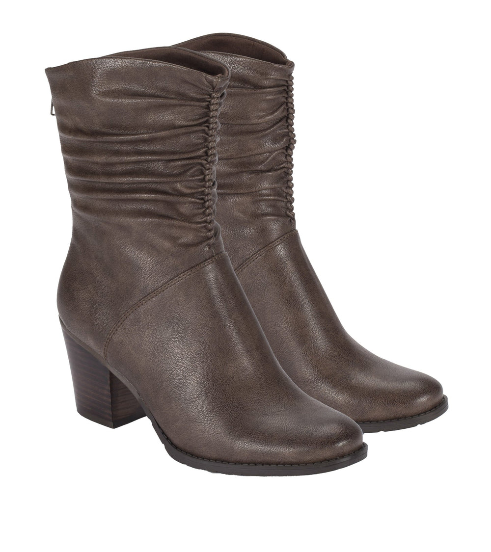 Leslie Block Heel Slouch Boot Dark Taupe - Women