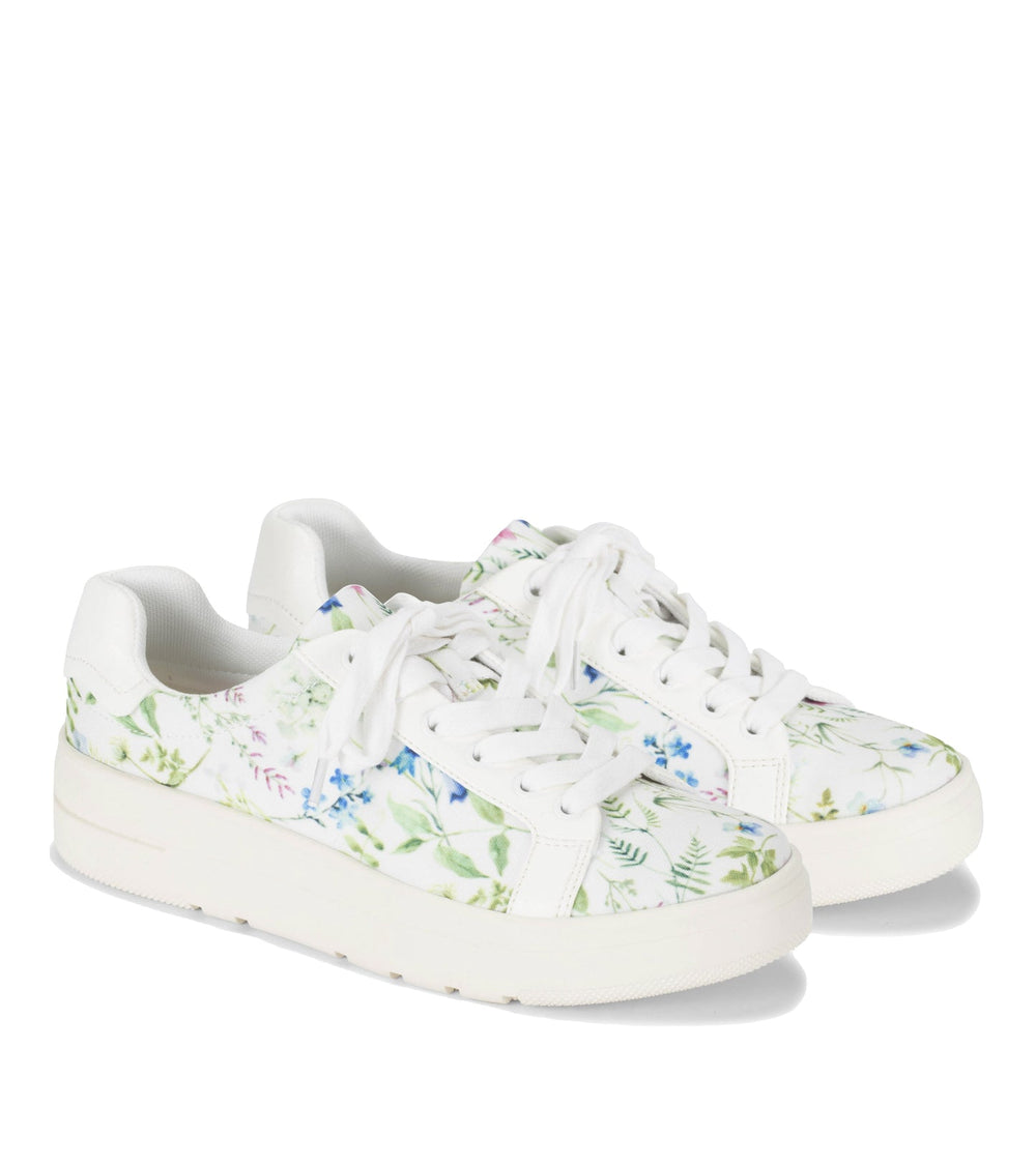 Nishelle Lace Up Sneaker White/Multi Flower Canvas - Women