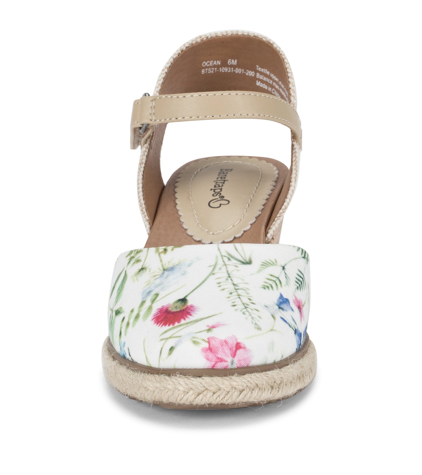 Ocean Closed Toe Wedge Sandal White Multi Flower Canvas - Women