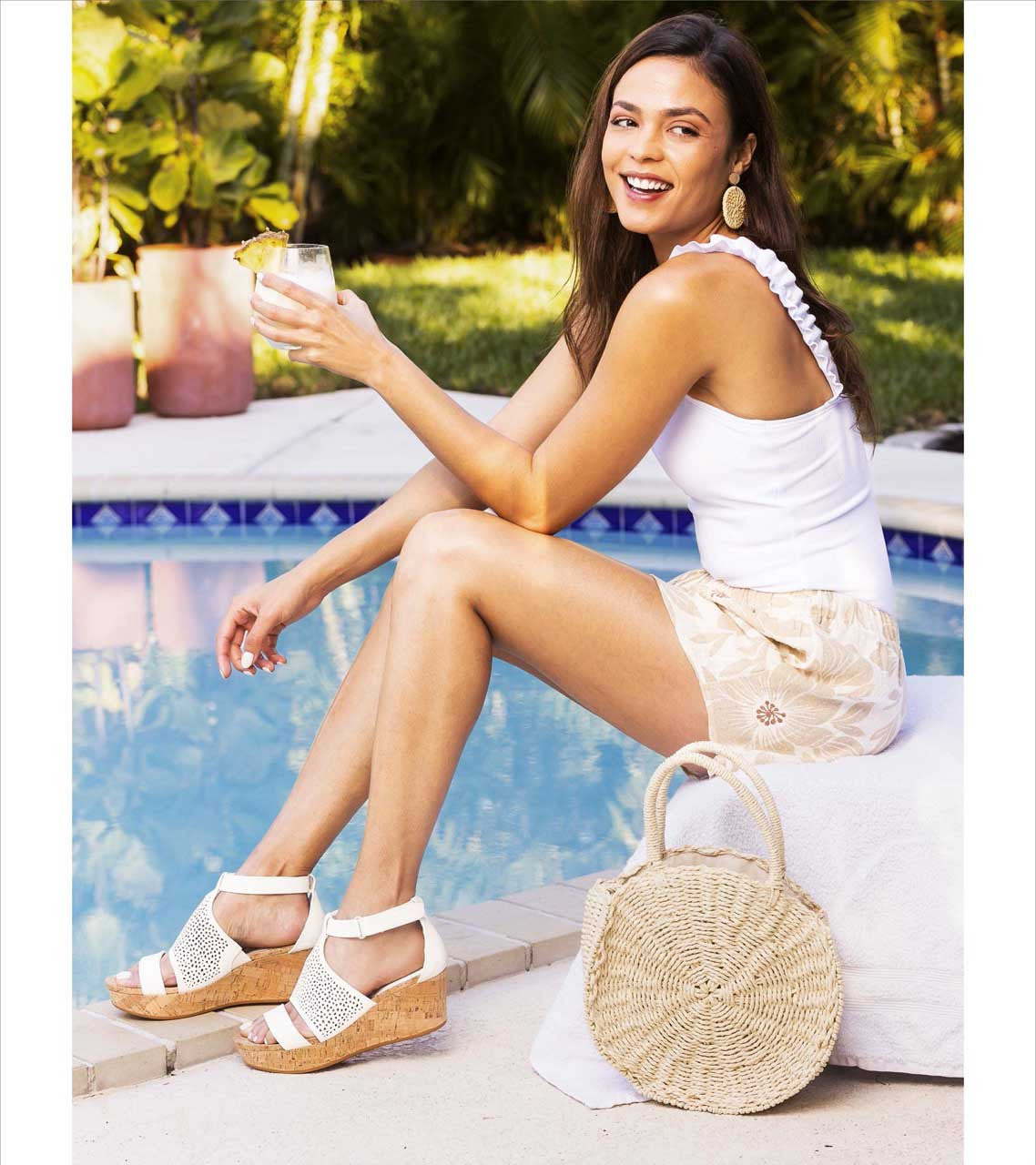 Raisie Wedge Sandal Cream - Women