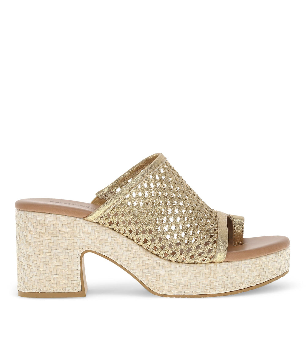 Michaela Block Heel Sandal Old Gold - Women