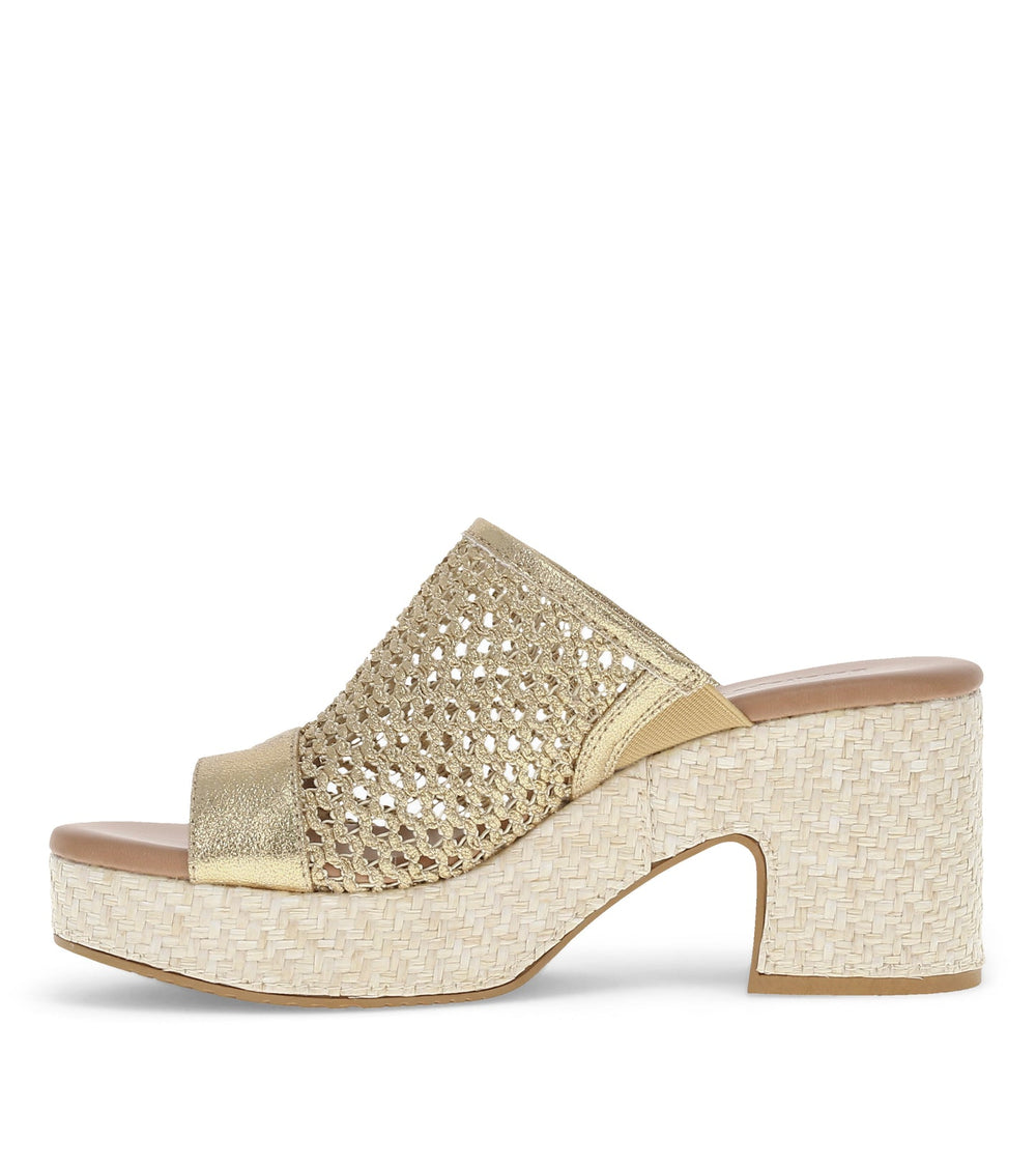 Michaela Block Heel Sandal Old Gold - Women