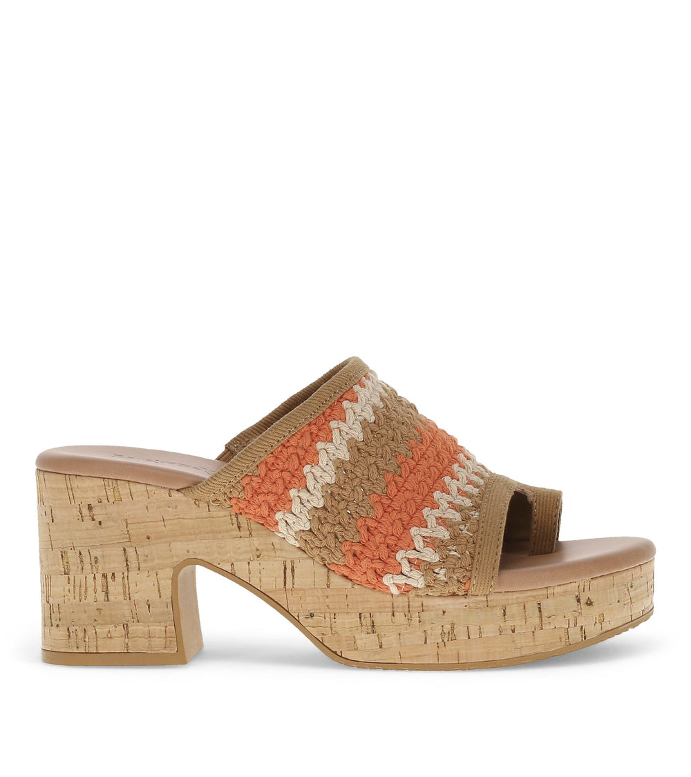 Michaela Block Heel Sandal Orange Aid Multi - Women
