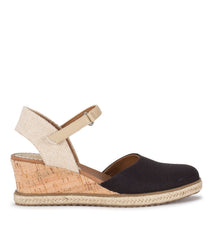 Ocean Closed Toe Wedge Sandal Black Canvas - Women