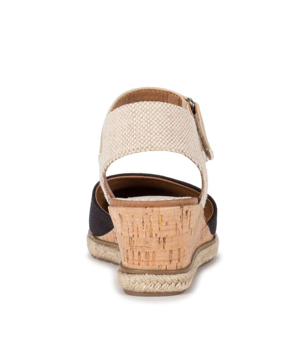 Ocean Closed Toe Wedge Sandal Black Canvas - Women