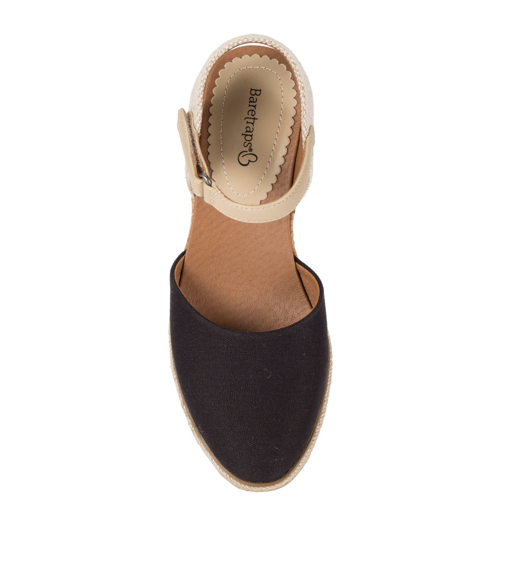 Ocean Closed Toe Wedge Sandal Black Canvas - Women