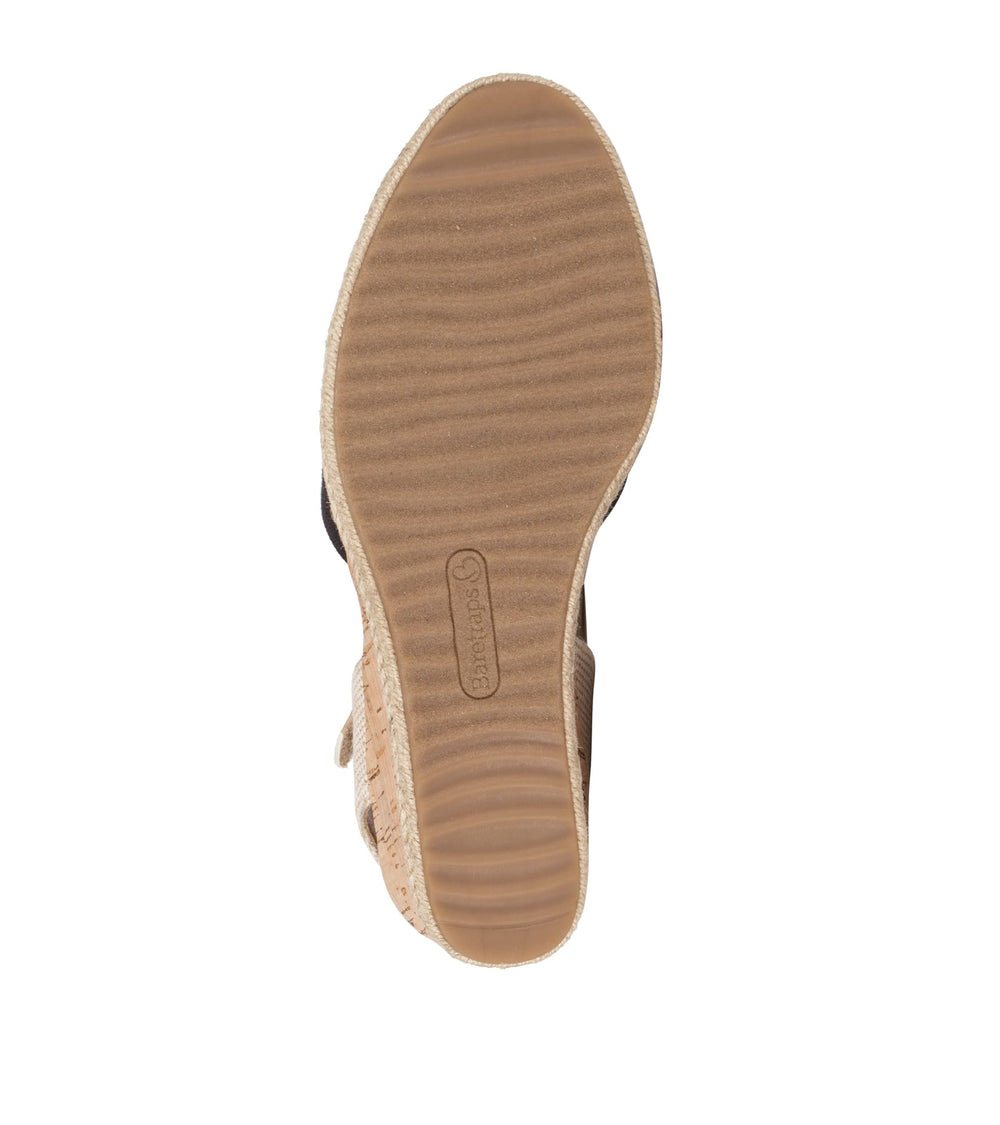 Ocean Closed Toe Wedge Sandal Black Canvas - Women