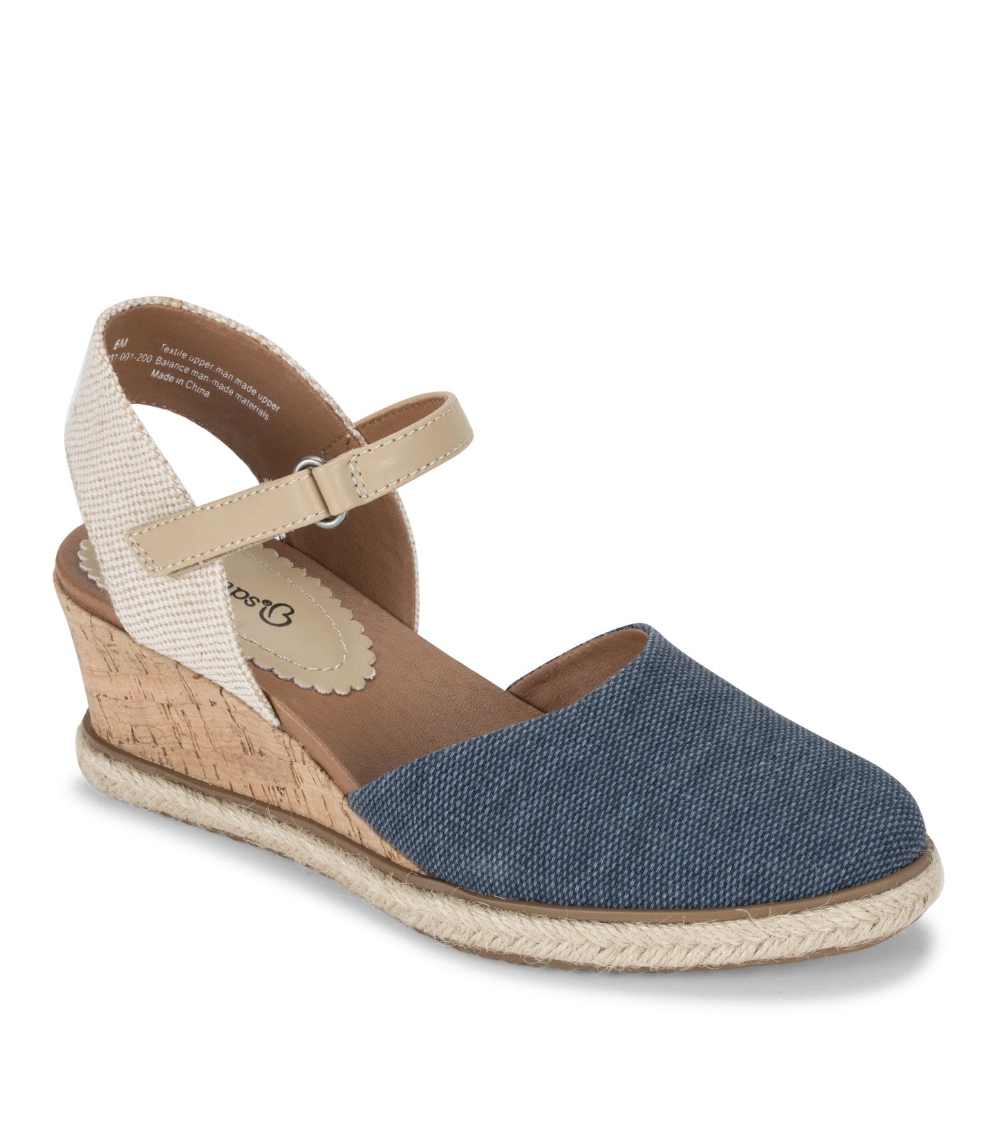 Ocean Closed Toe Wedge Sandal Navy Blue Canvas - Women