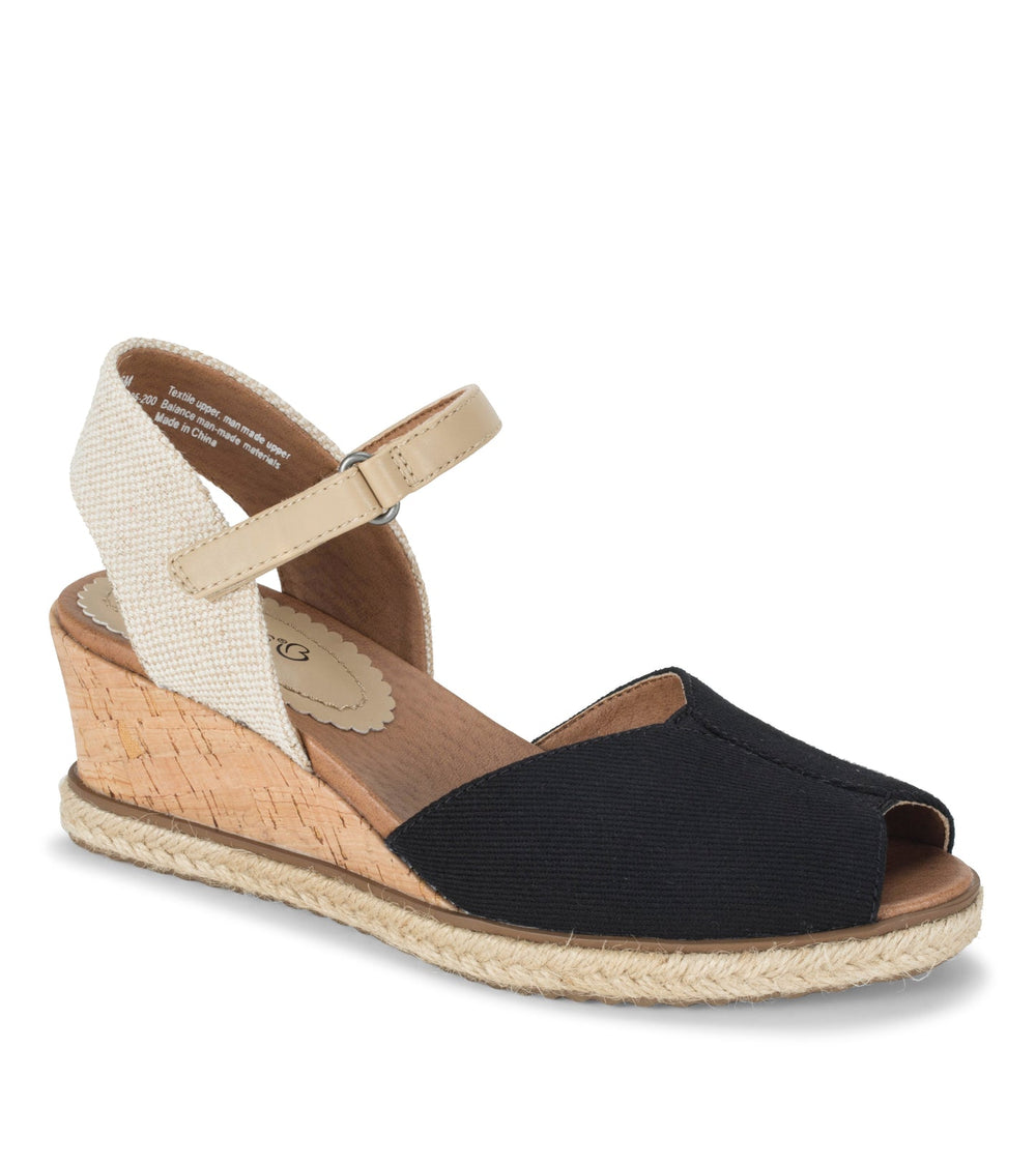Odetta Espadrille Wedge Sandal Black Canvas - Women
