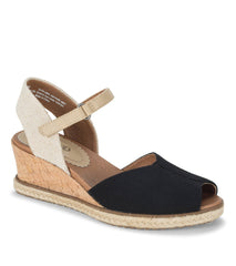 Odetta Espadrille Wedge Sandal Black Canvas - Women
