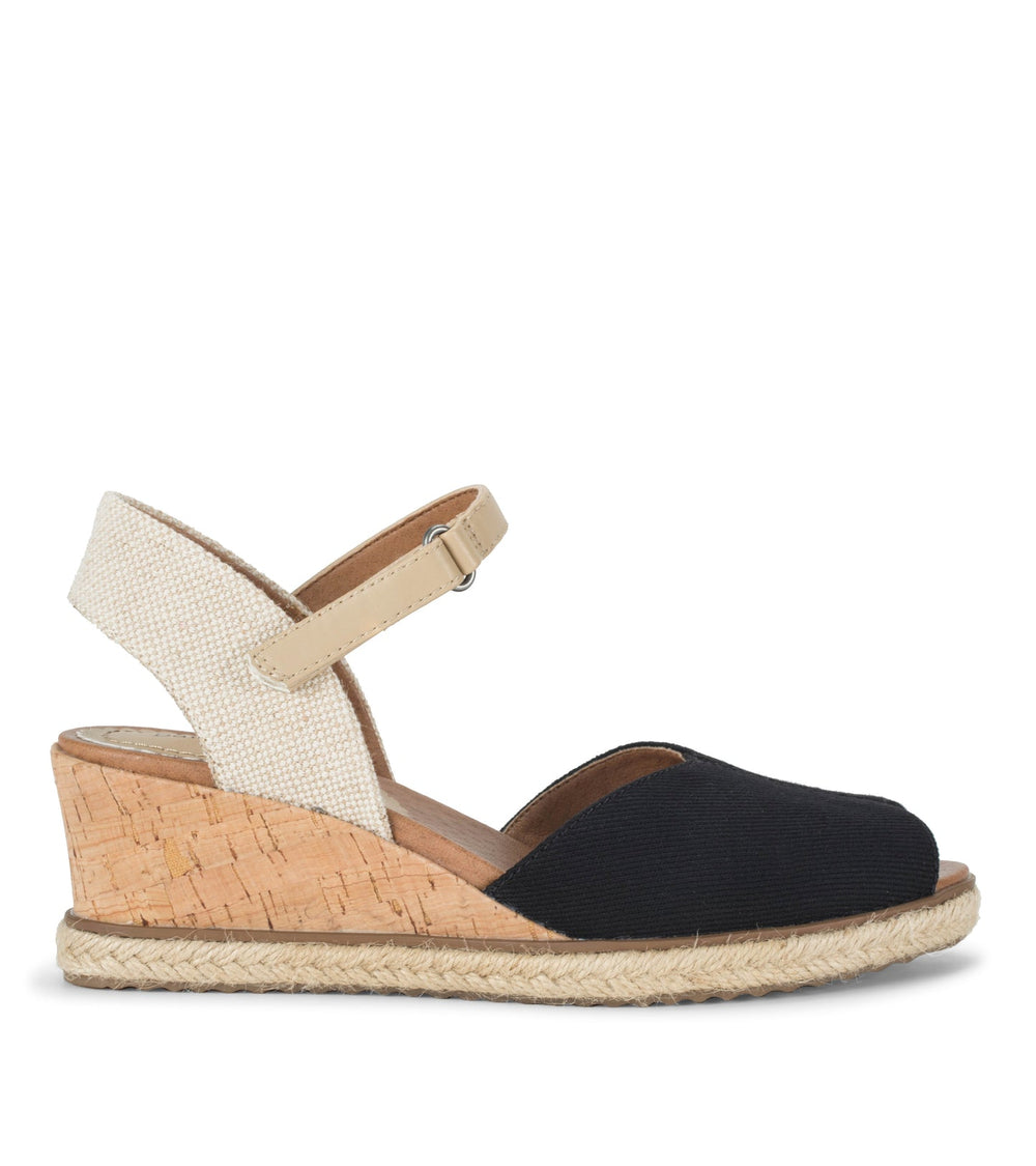 Odetta Espadrille Wedge Sandal Black Canvas - Women