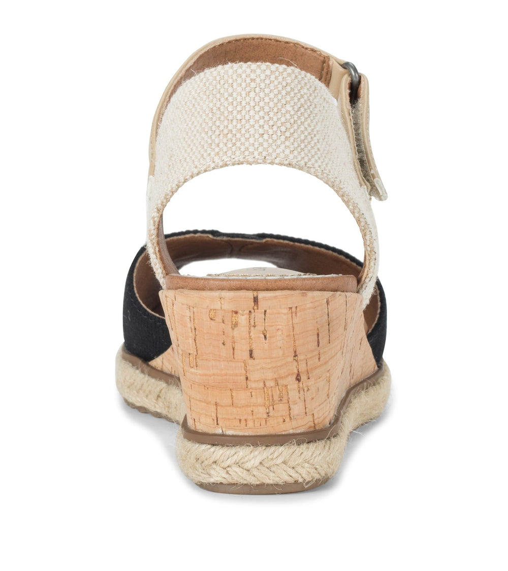 Odetta Espadrille Wedge Sandal Black Canvas - Women