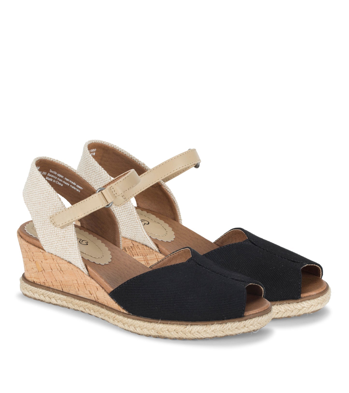 Odetta Espadrille Wedge Sandal Black Canvas - Women
